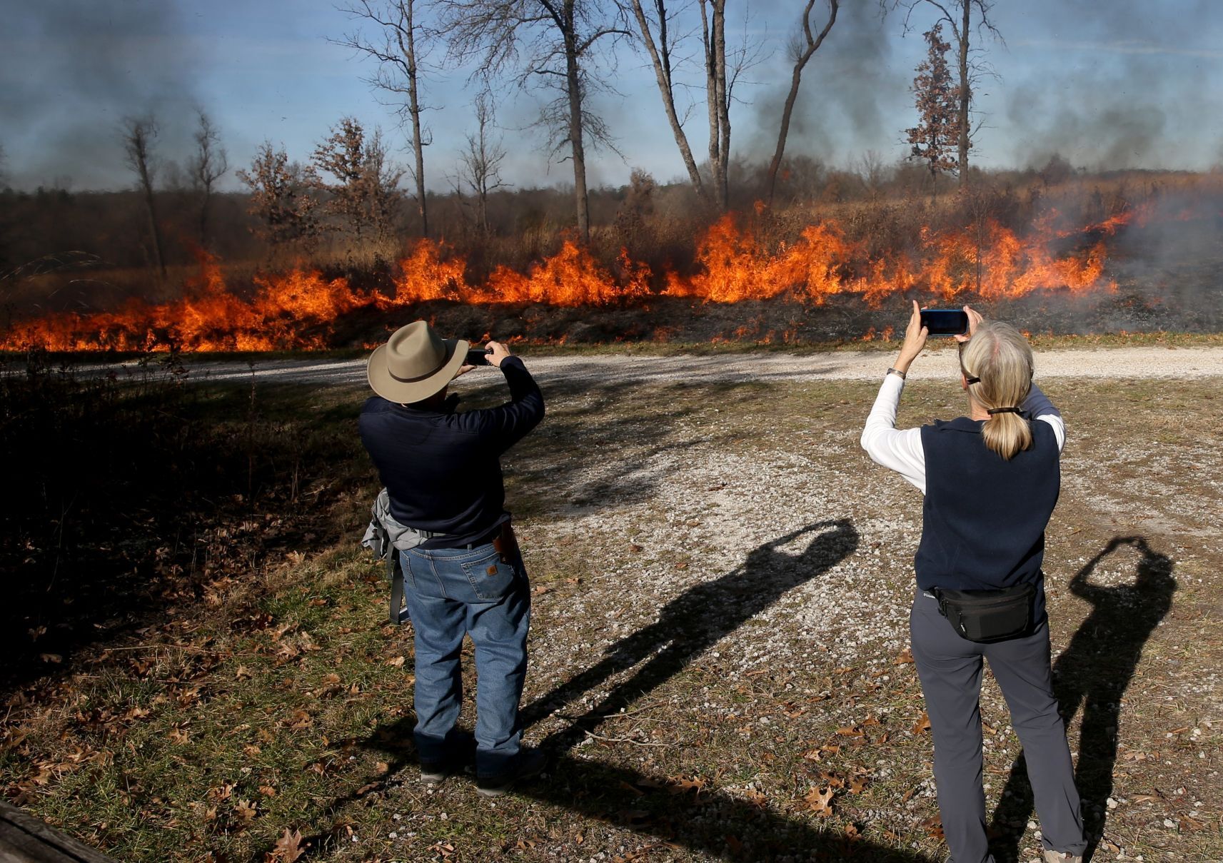 Citizens watch a prescribed burn at Shaw Nature Reserve
